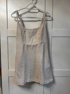 Old Navy Petite Light Beige Linen Blend Sundress